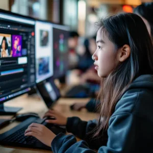 Student Engaged in Interactive Learning Design posters with ease