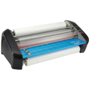 PSE LavaLam 27-inch thermal roll laminator with film loaded and heated rollers ready for classroom poster lamination
