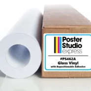 A roll of gloss vinyl with repositionable adhesive from Poster Studio Express, labeled as product #PS462A.
