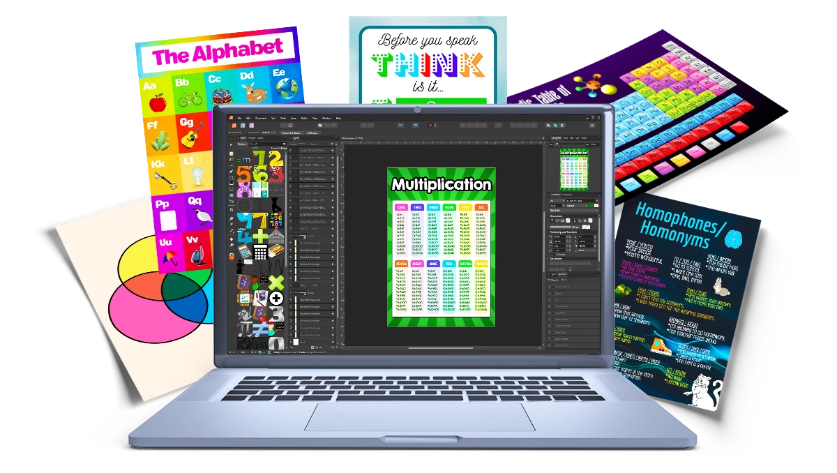 Large-format school poster printer producing vibrant educational graphics