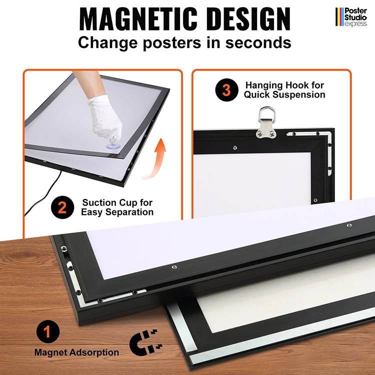 Modern backlit poster frame can illuminate artwork