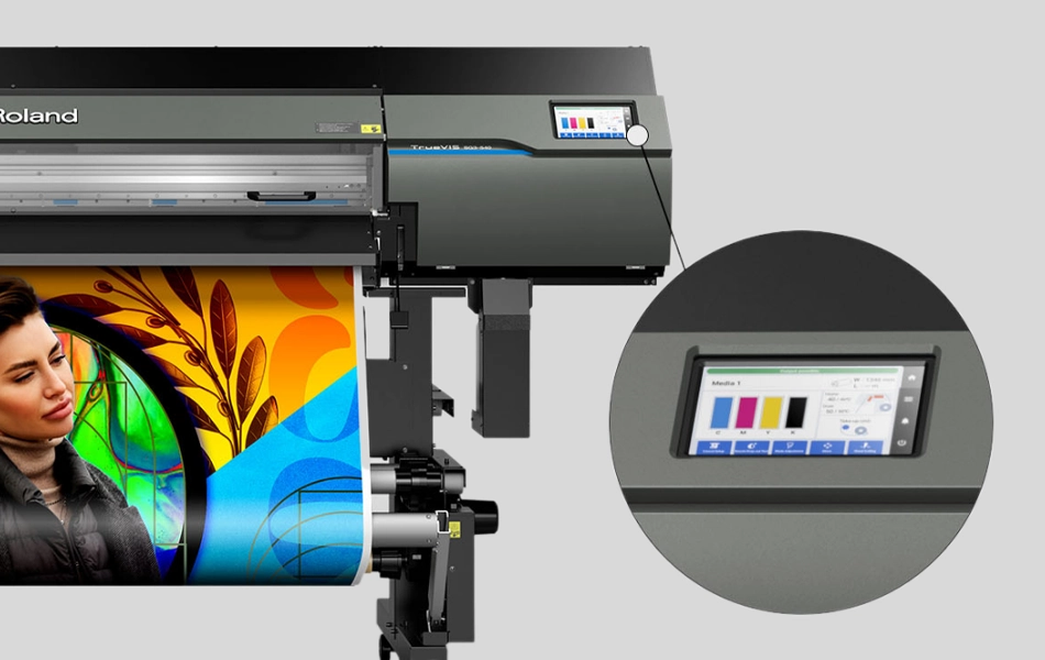 Close-up of the Flex 30 Pro Poster Printer Cutter Interface