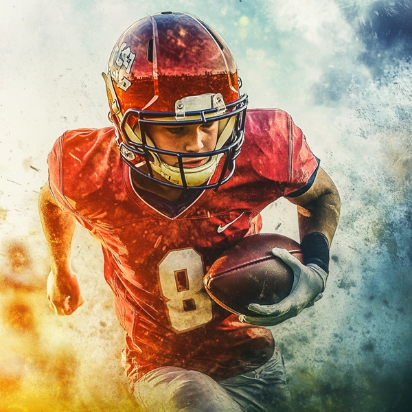 Blog Post 10.15.1 A football player in a red uniform running with a football during a game