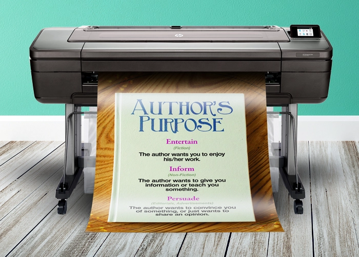 Poster Maker Printing Author’s Purpose Poster High-resolution poster maker printing a poster featuring graphics and text