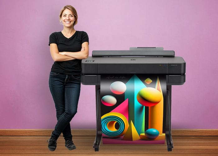 Poster Printer Machine Printing Art Poster A teacher creating a poster using a reliable poster printer for schools