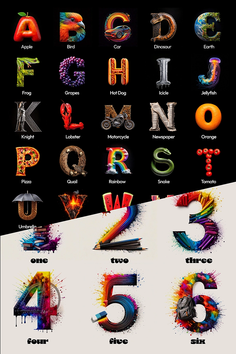 Alphabet Numbers Poster Template