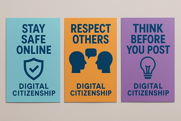 Digital citizenship campaign posters displayed