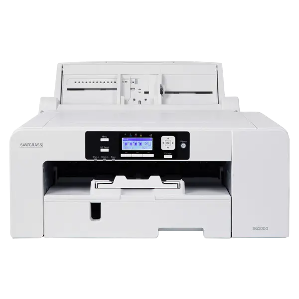 Angled view of the SG1000 VersiFlex sublimation printer bypass tray accessory for printing on long-format media