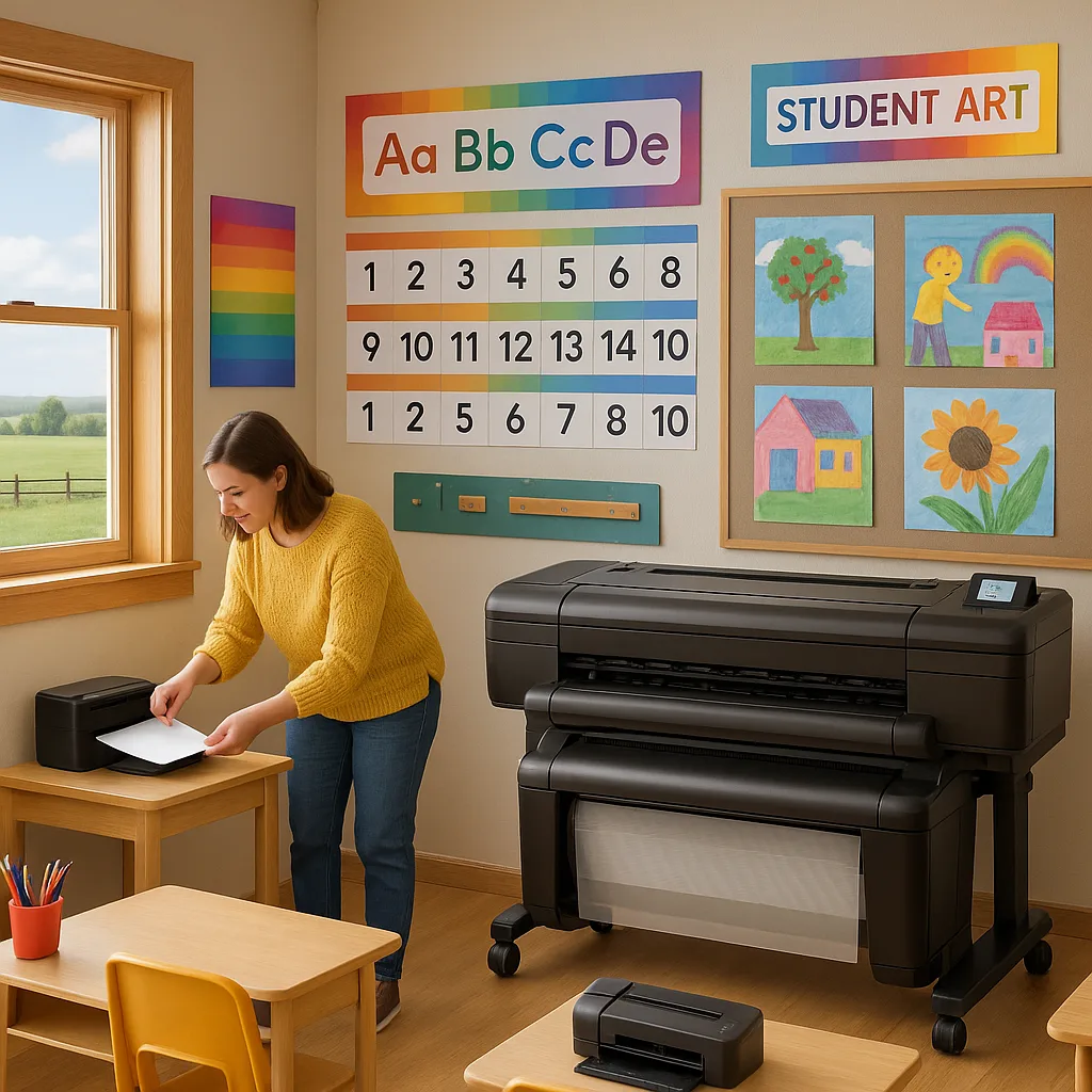 Rural classroom with vibrant educational posters
