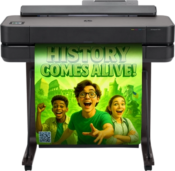 Express Series school poster maker — 24-inch and 36-inch dye-ink entry models for schools standing up their first in-house poster program