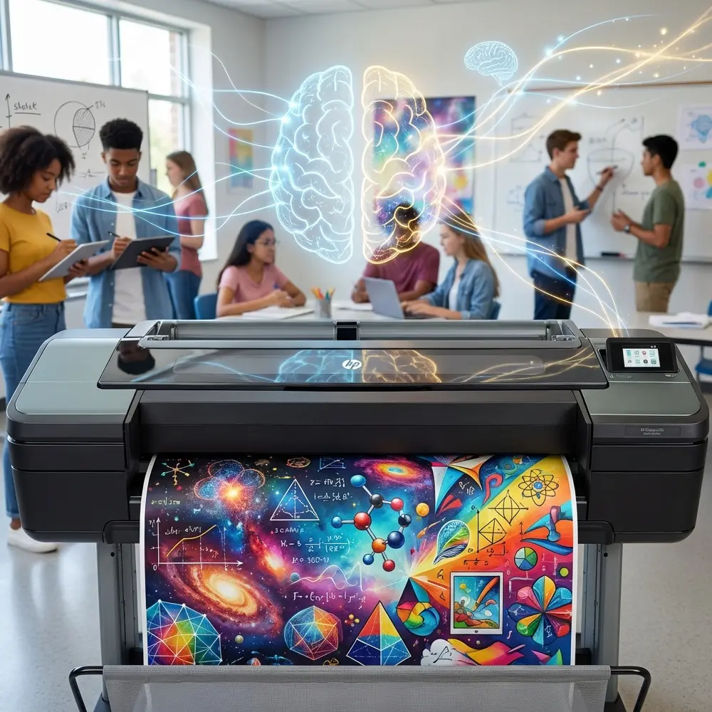 Poster Makers Bring STEAM Learning to Life in the Classroom A classroom scene diverse middle school students collaborating on a STEAM poster project about chemical reactions. Students are using both art supplies (colored pencils, markers) and scientific