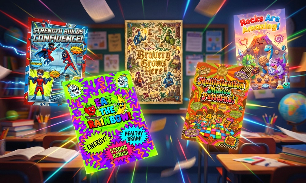 K-12 classroom posters created with StudioCore