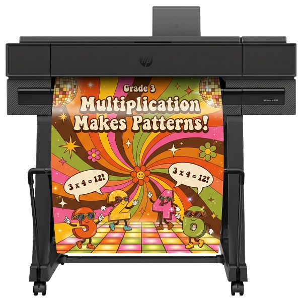 Large‑format classroom math poster printed in‑house on a 24×36 inch PSE poster printer machine for K‑12 instruction
