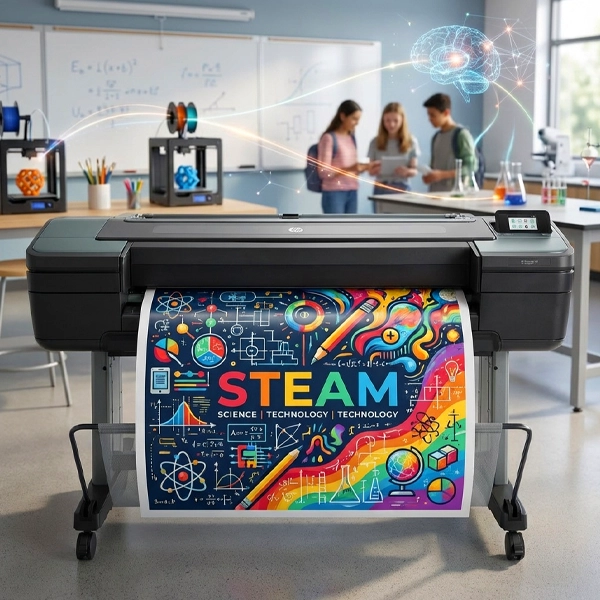 STEAM classroom display printed on a 36 inch PSE poster printer machine for K‑12 science, technology, engineering, art, and math instruction