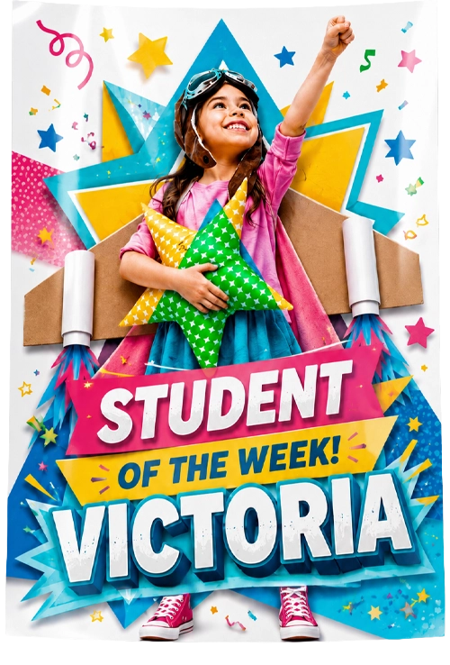 Student of the Week poster — printed on a Poster Studio Express school poster maker