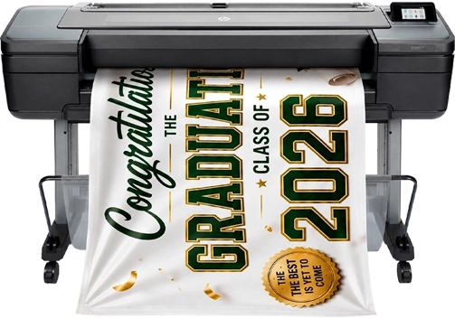 Poster maker for schools printing a graduation banner
