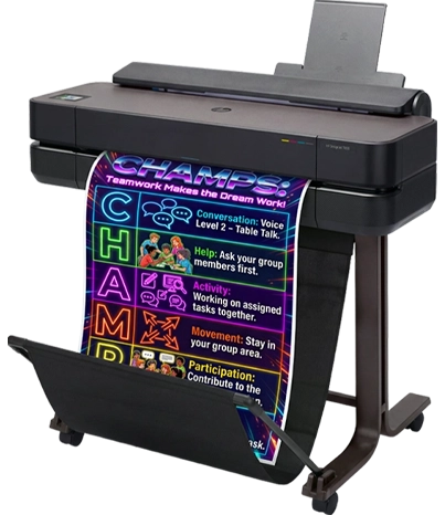 Poster printer for schools printing a classroom poster