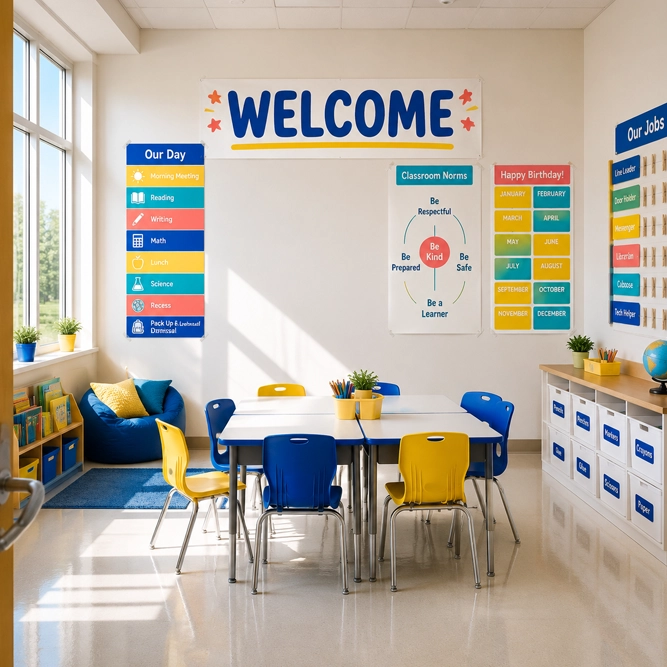 50 Classroom Decoration Ideas — Fully Decorated Classroom fully decorated classroom with printed posters — 50 classroom decoration ideas teachers love