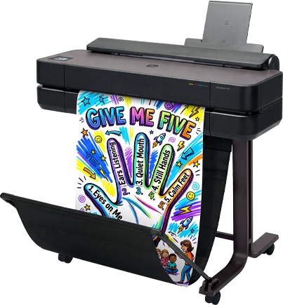 Poster printer for schools printing a classroom poster