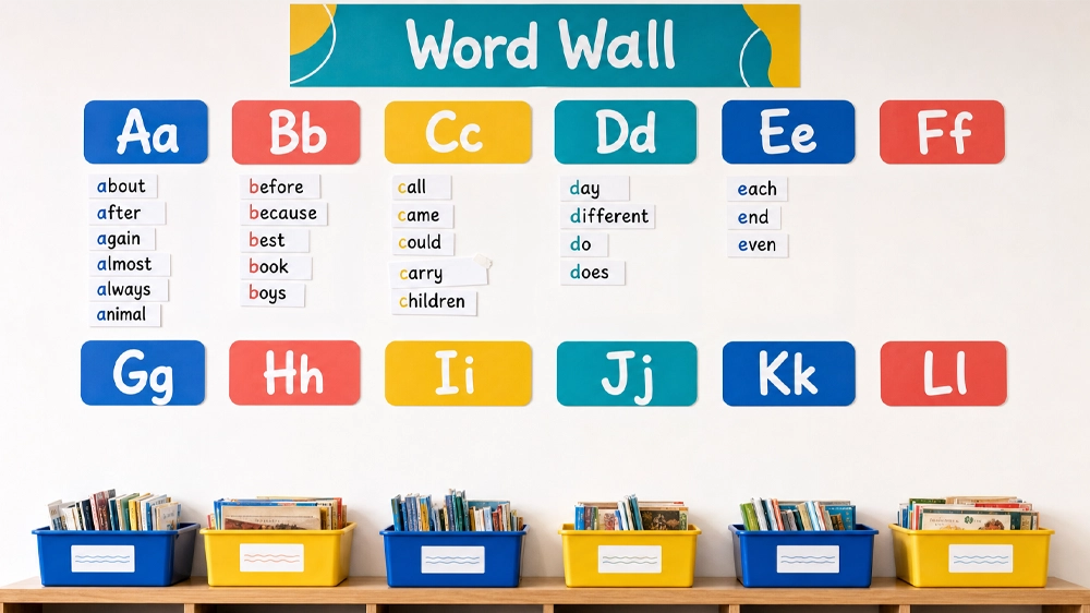 printed word wall classroom decoration idea that grows through the school year
