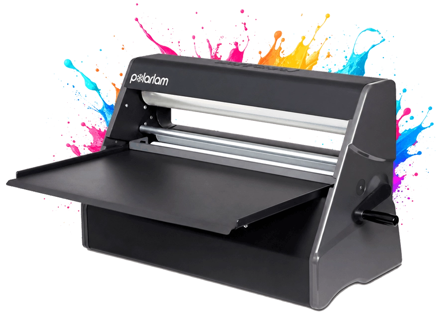 PSE PolorLam 25″ Cold Laminator for schools with manual crank and pressure rollers for heat-free poster lamination and classroom materials