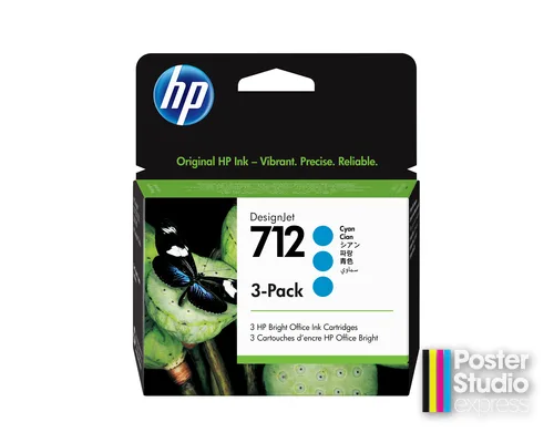 HP 712 3-pack 29-ml Cyan DesignJet Ink Cartridge