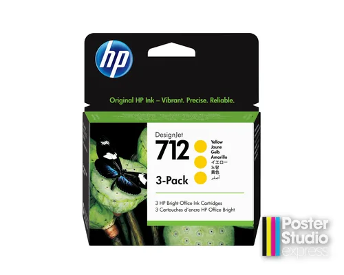 HP 712 3-pack 29-ml Yellow DesignJet Ink Cartridge