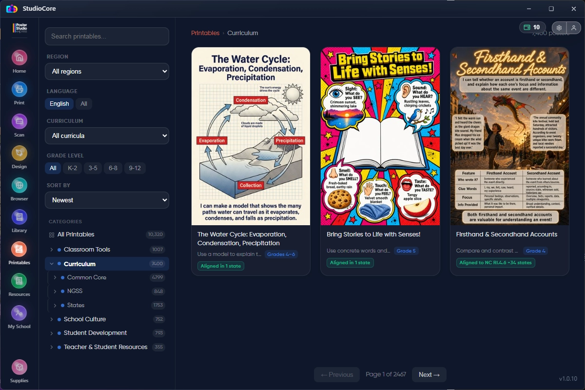 StudioCore Educational Printables Library